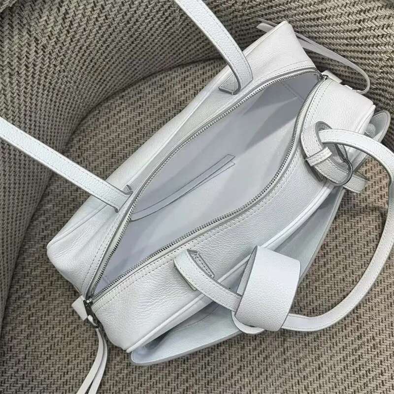 Cowhide French Motorcycle 2025 New Fashion Bowling Bag Vintage Design Casual Underarm Shoulder Purse Tote Handbag Women