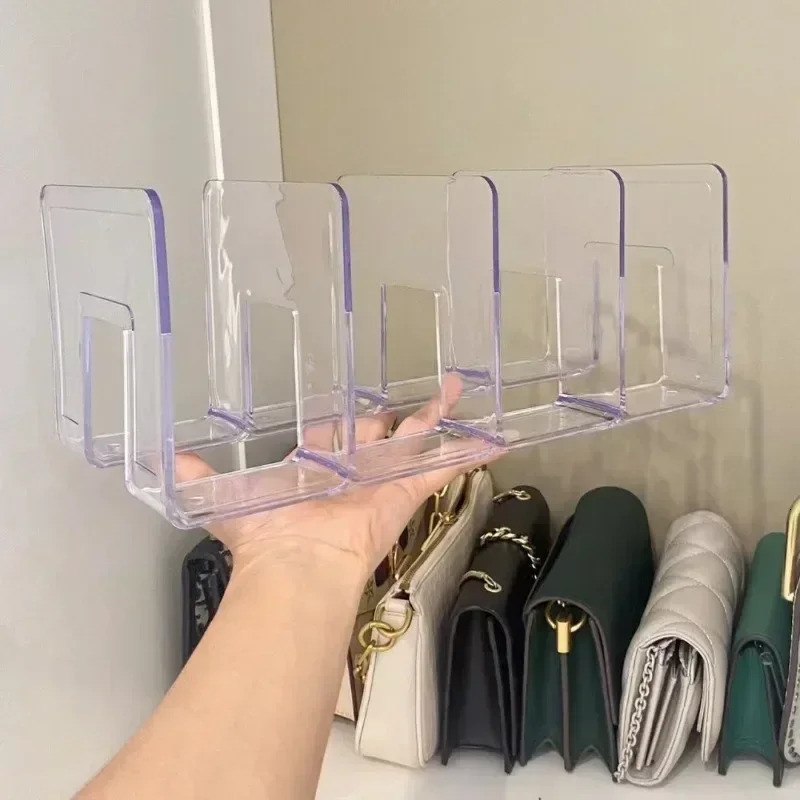 Acrylic handbag storage rack splitter organizer handbag storage rack for womens transparent partition display cabinet 250430