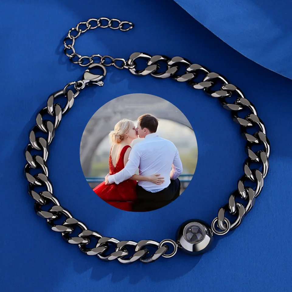 Custom Projection Bracelet Steel With Picture Cuban Chain Bracelet With Personalized Po Projection Suitable For Men 250430