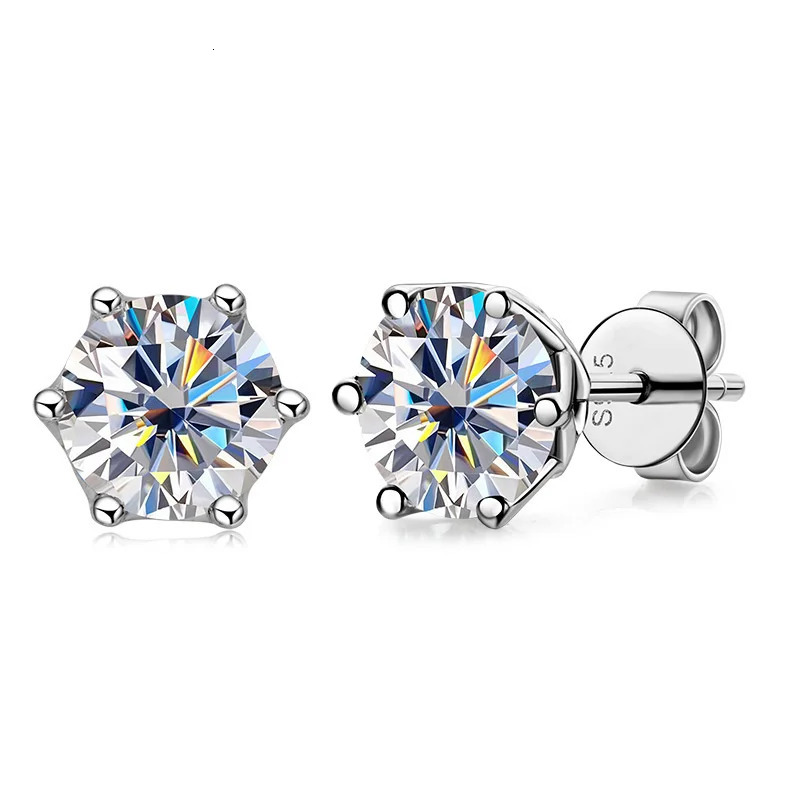 Butterflykiss Real 1 CT D Color Stud Earrings For Women Top Quality 925 Sterling Silver Sparkling Wedding Jewelry 250420