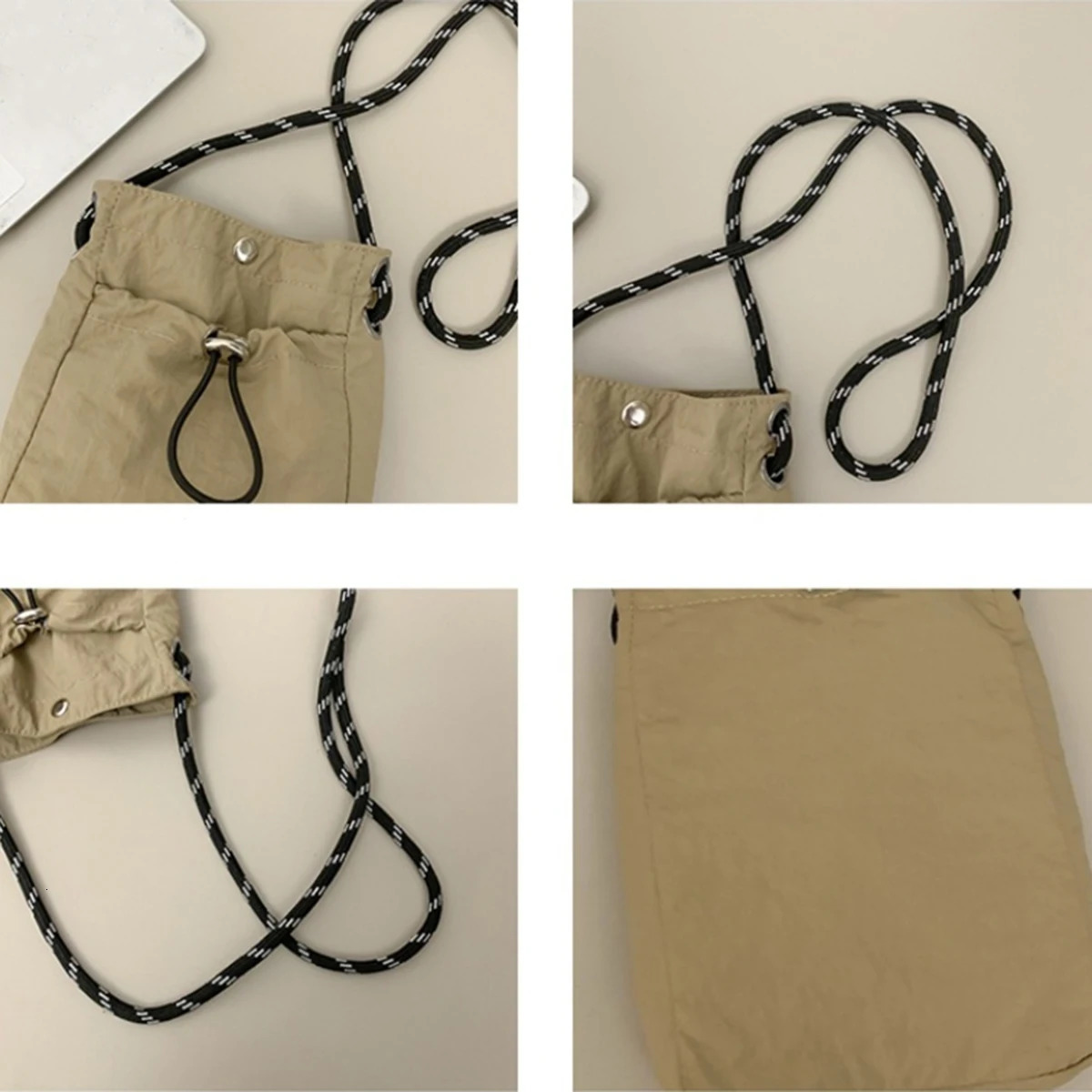 Khaki casual messenger bag simple shoulder bag lightweight phone bag all drag and drop fashionable cross bag 1 pack 250425