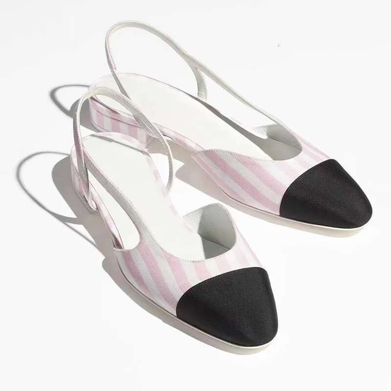Bow Fashion Brand Designer Color Blocked High Heels Striped Sandals Thick Heel Casual Women Shoes