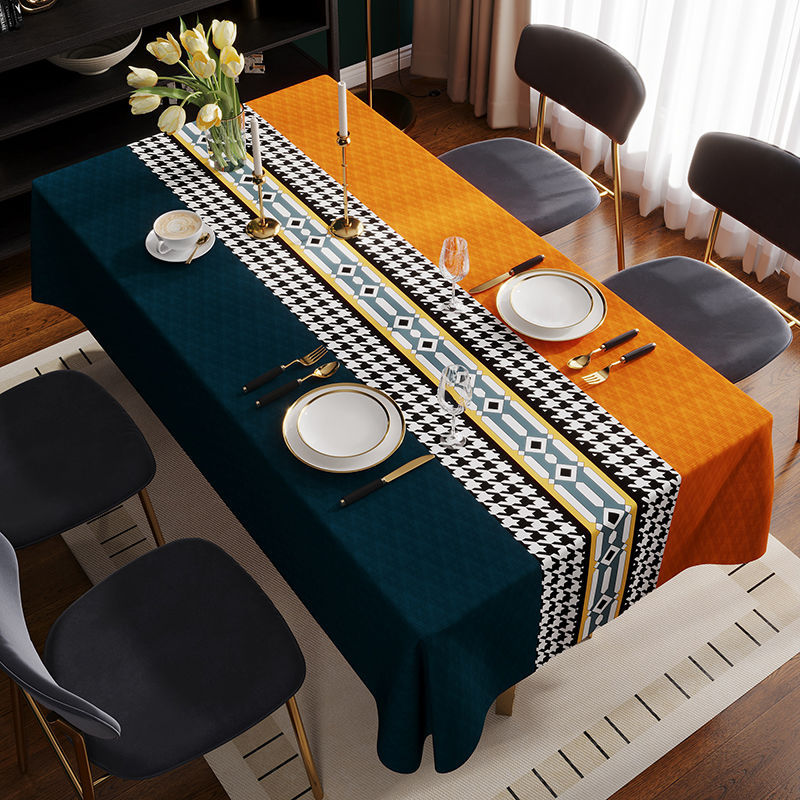 T0464 tablecloth high-grade light luxury waterproof oil-proof anti-scalding wash-free dining table coffee table mat pvc rectangular