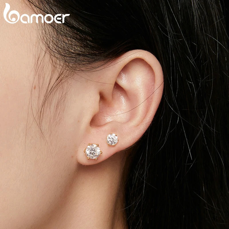 Classic Stud Earrings S925 Silver D Color Brilliant Round Cut Lab Created Diamond Wedding 18k Gold Earrings 250420