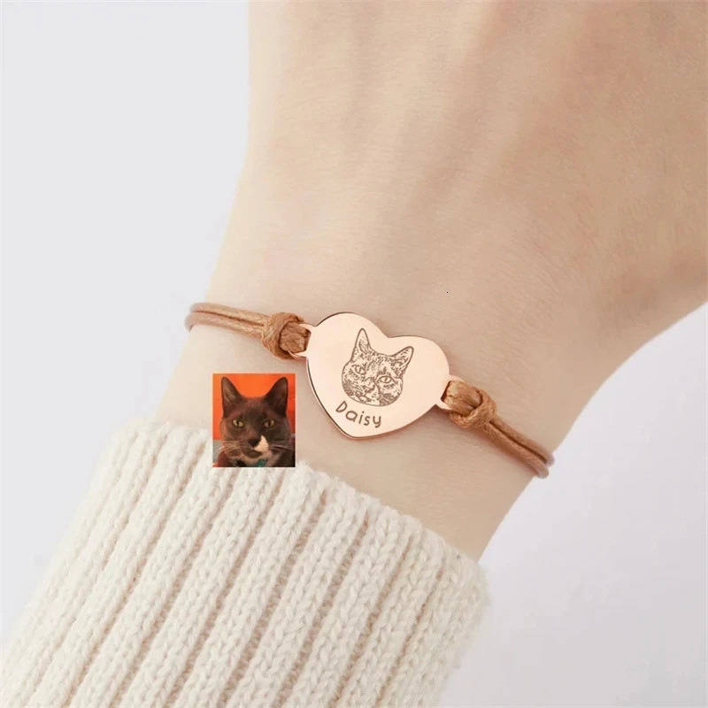 Custom Pet Portrait Bracelets For Women Personalized Dog Po Stainless Steel Adjustable Pet Owner Lover Bracelet Jewelry Gift 250430