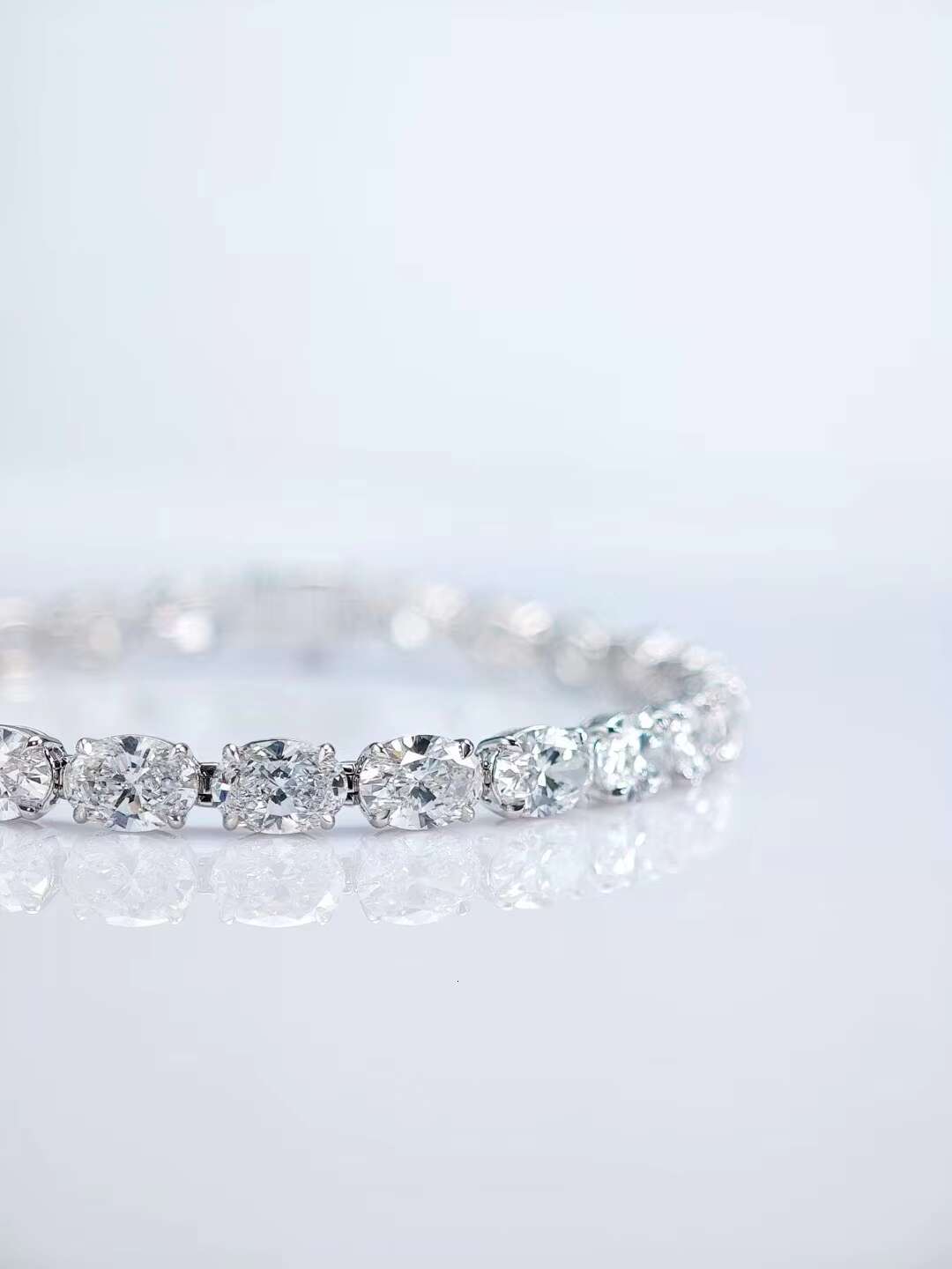 IGI Certified VVS1 VVS2 HPHT Lab Grown Diamond 14k 18k White Gold Oval Tennis Bracelet Fashion Jewelry
