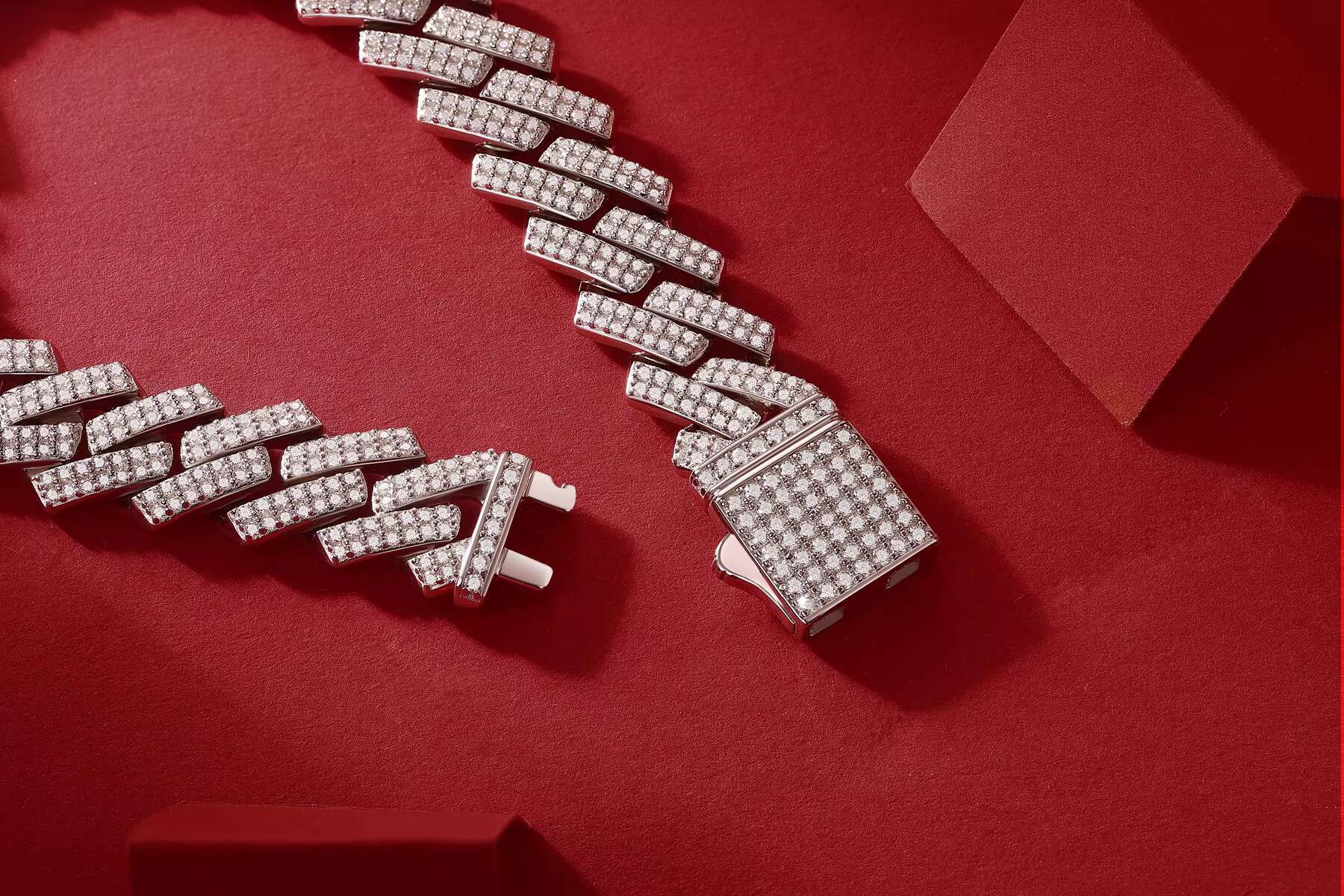 Wholesale Men Hip Hop 925 Sterling Silver GRA Certified VVS Width 14mm Plating White Gold Moissanite Jewelry Cuban Link Bracelet