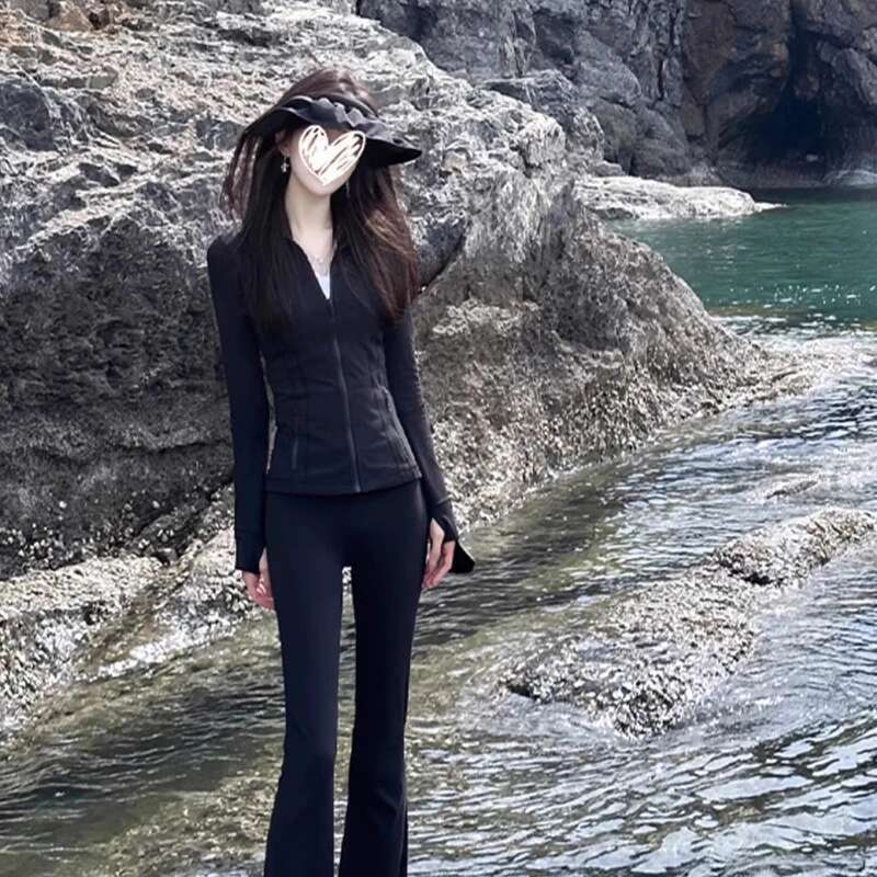 Black Slim Yoga Summer New Fiess Sports Jacket Tops