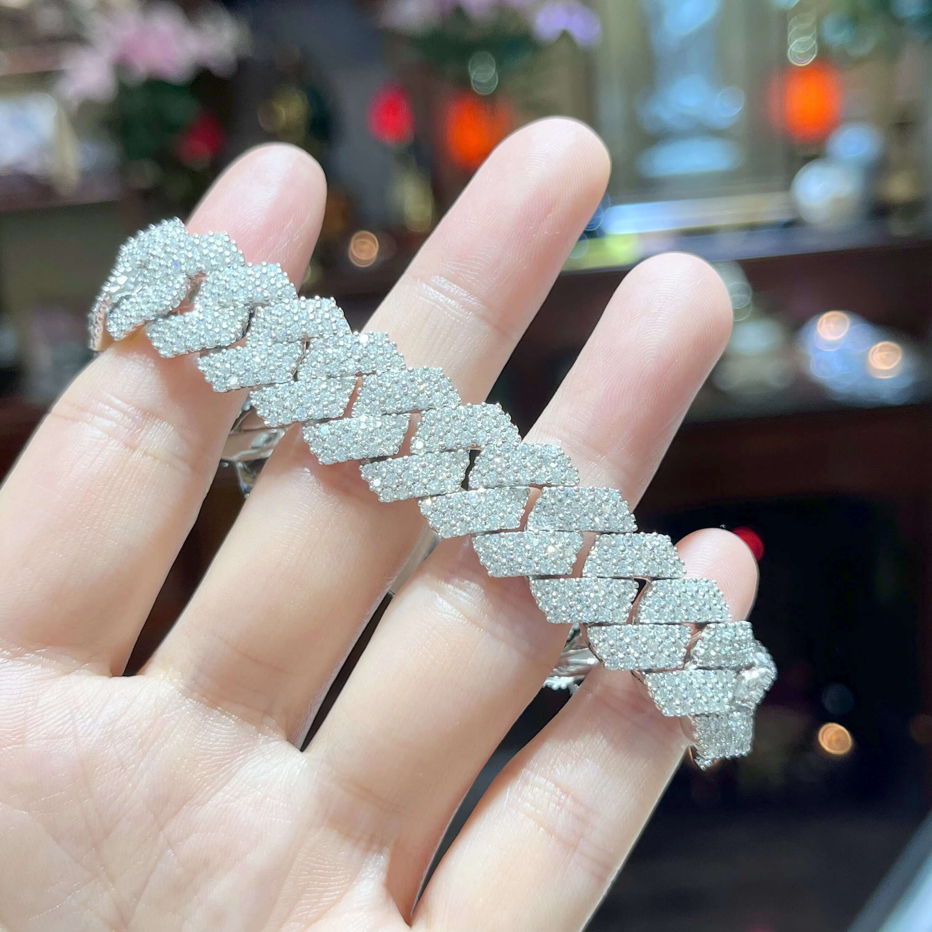 18K Custom Vvs Moissanite Big Mens Rapper Diamond Chain Hip Hop Jewelry Cuban Link Chain Miami Cuban Link Bracelet Lab Grown