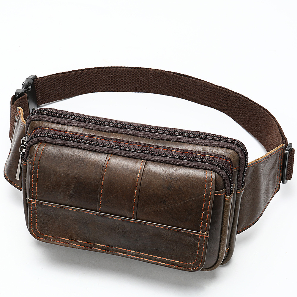 Genuine waist top layer, cowhide outdoor single shoulder crossbody chest bag, genuine leather men's small bag