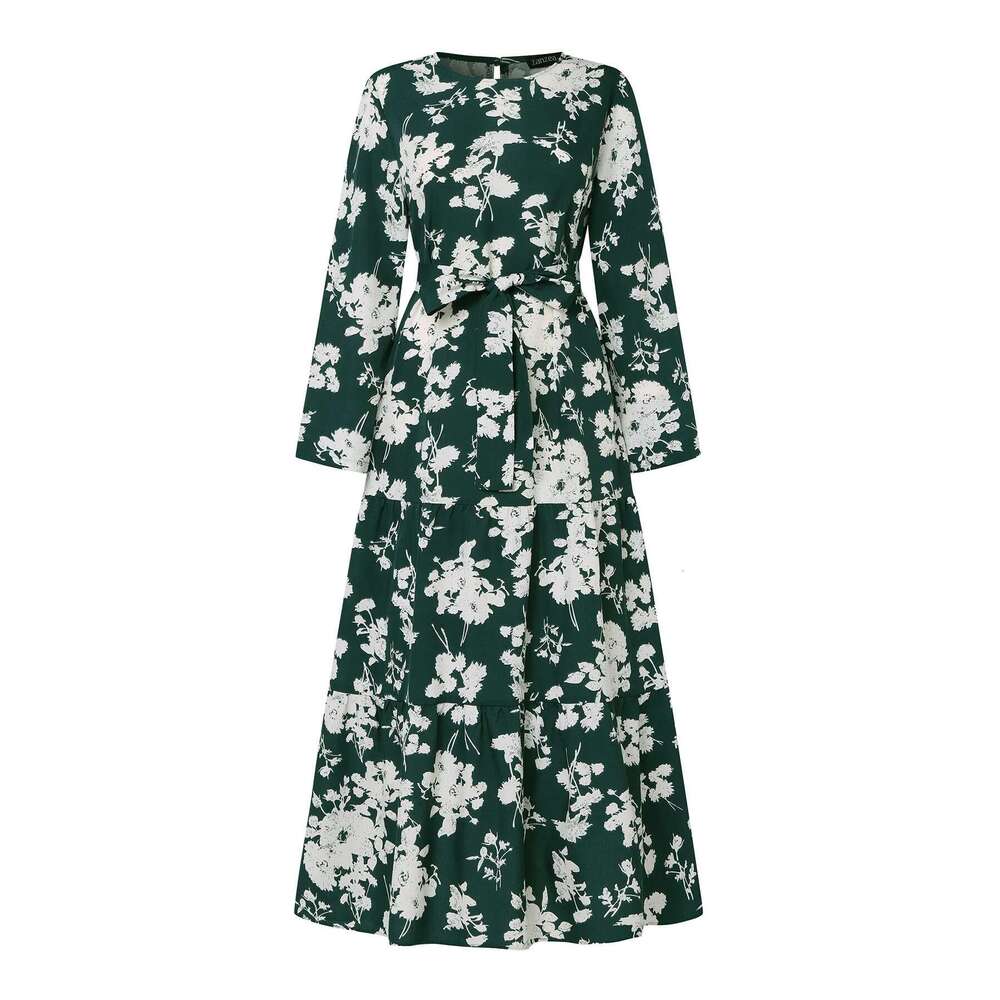 ZANZEA Spring Floral Printed Muslim Dress Long Sleeve Ramadan Turkey Vestidos Vintage Holiday Maxi Robe Kaftan Islamic Abaya