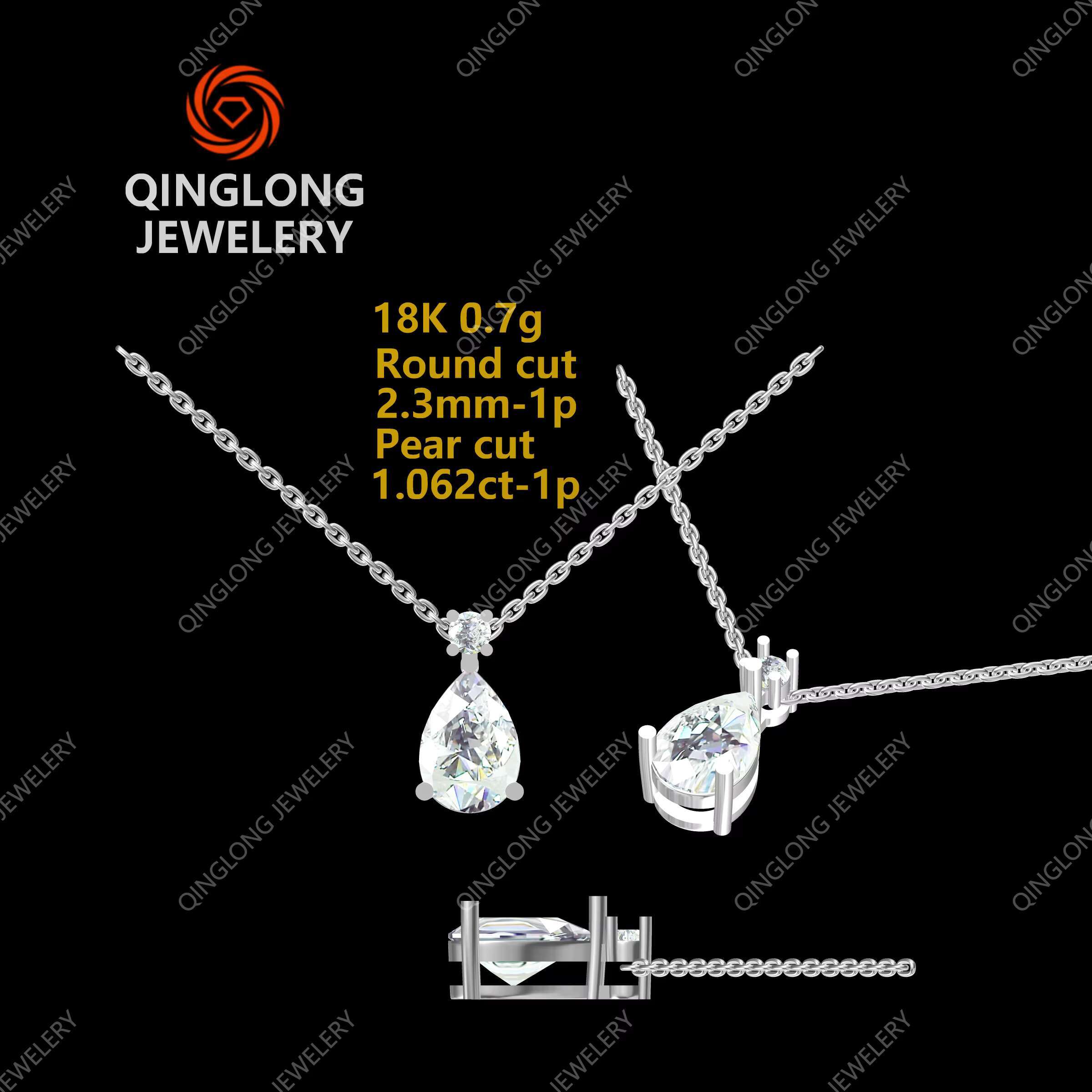 Factory Wholesale Price Luxury Pear Cut Lab Diamond Pendants Jewelry 14K 18K Wedding Pear Pendant Necklace for Women Gift