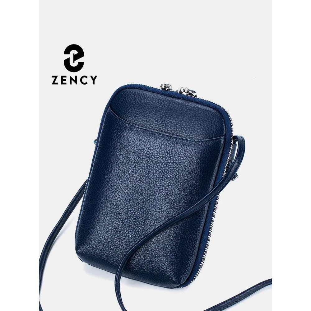 Zency Soft Genuine Leather Female Handbag Small Phone Pouch Bag Multi-functional Cross body Shoulder Card Holder With Key Ring