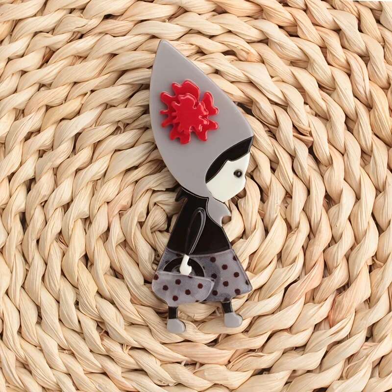 Women Fashion Acrylic Figure Brooch Simple Accessories Pins