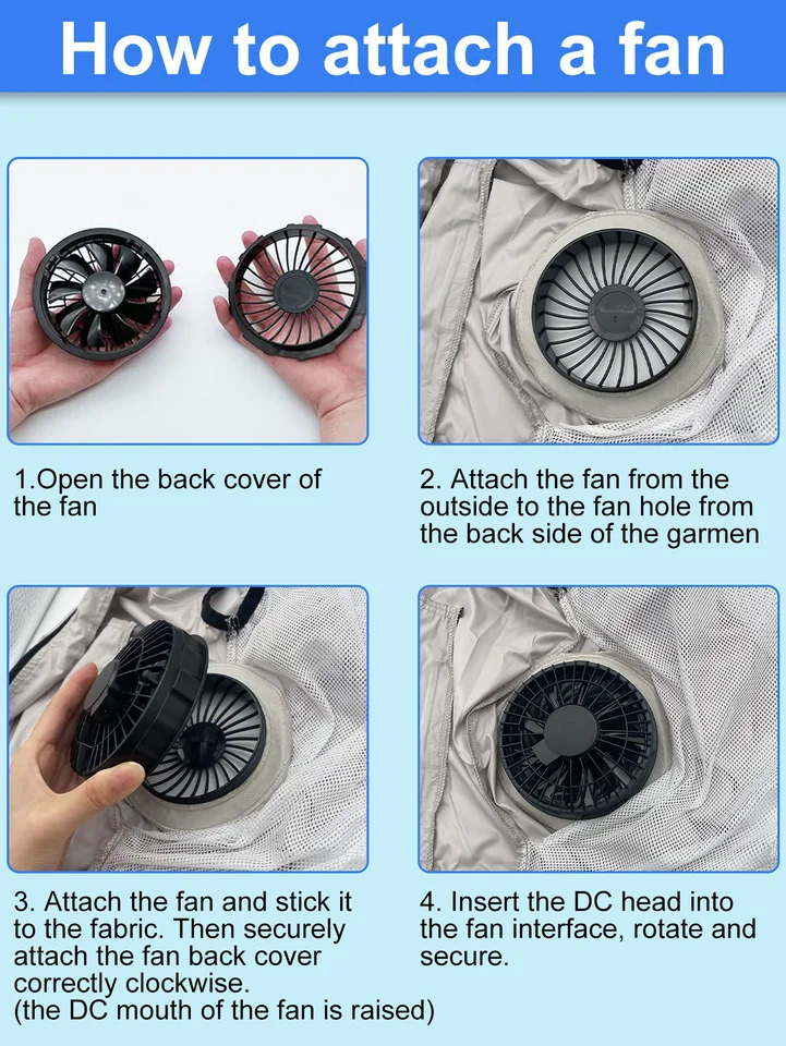Mens set fan summer cooling casual style 250428