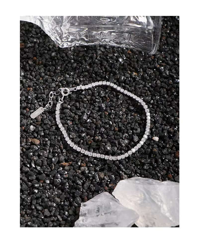Fashion Jewelry 925 Sterling Silver Tennis Bracelets Full Diamond About 2MM White pink Zircon Bracelets for Women