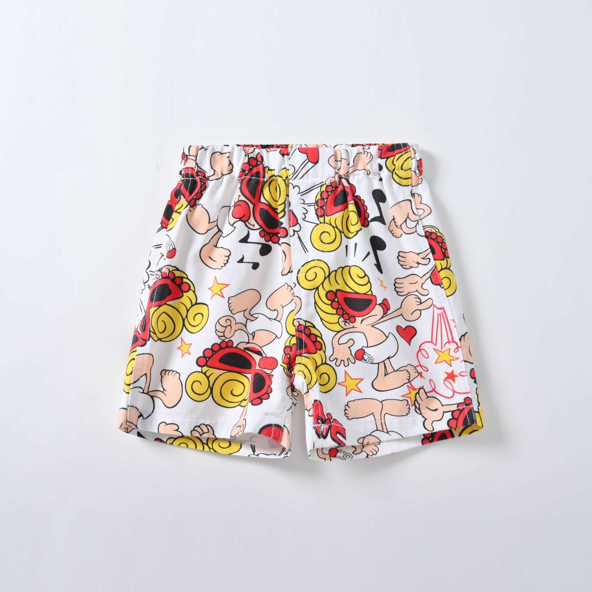 Childrens Casual Shorts Summer New Style Mens and Womens Cotton Five Quarter Pants Cartoon Full Print Trendy Shorts Dance Shorts Y250430Q3A1