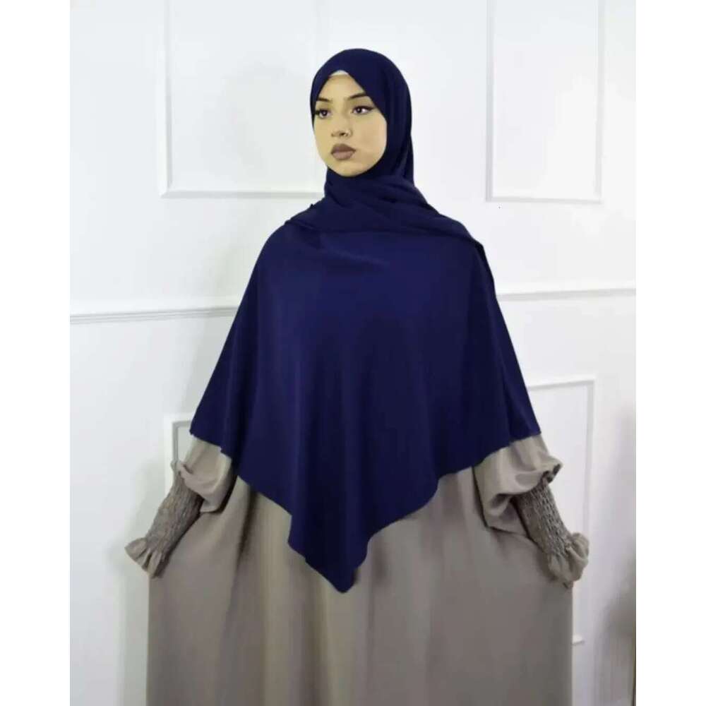 Anti Slip Muslim Hijab Set Jersey Khimar Abaya With Silicone Grip Band Breathable Islamic Prayer Scarf For Women
