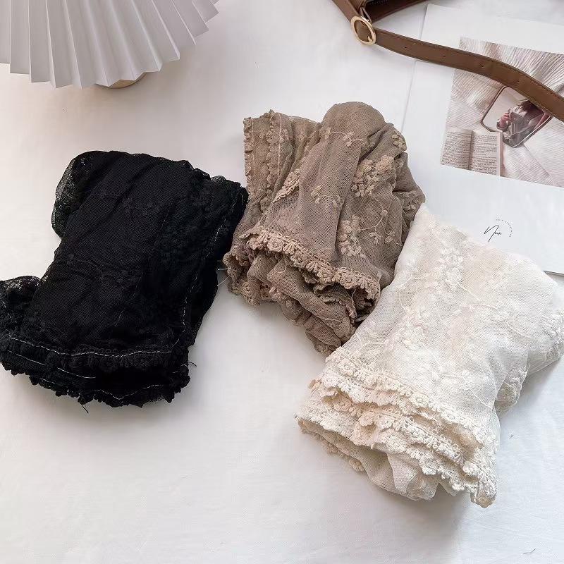 T602 retro hollow lace scarf female shawl silk scarf transparent white gauze scarf embroidery thin cotton and linen spring and autumn