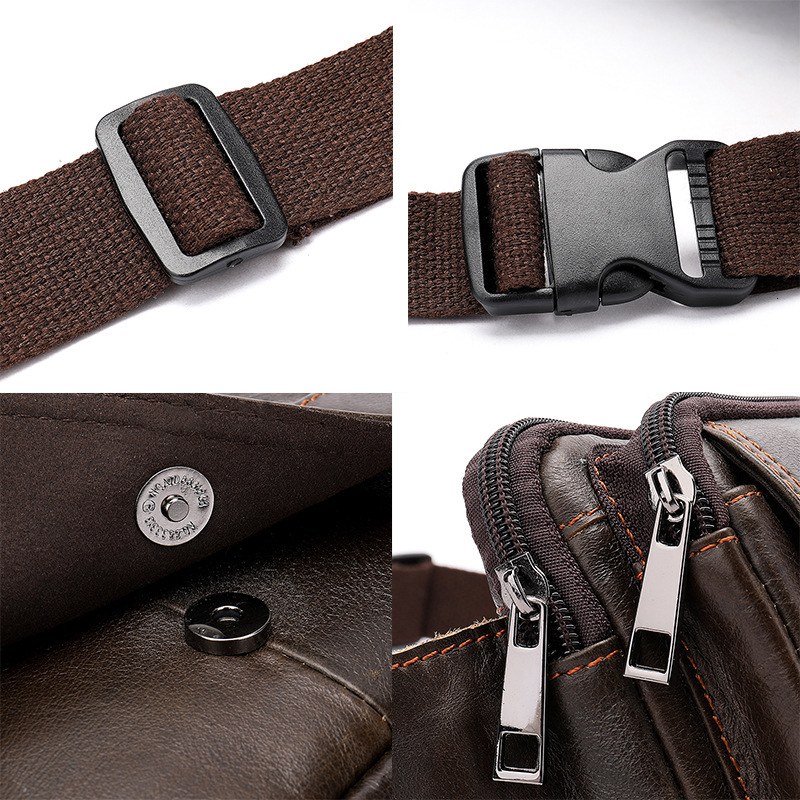 Genuine waist top layer, cowhide outdoor single shoulder crossbody chest bag, genuine leather men's small bag