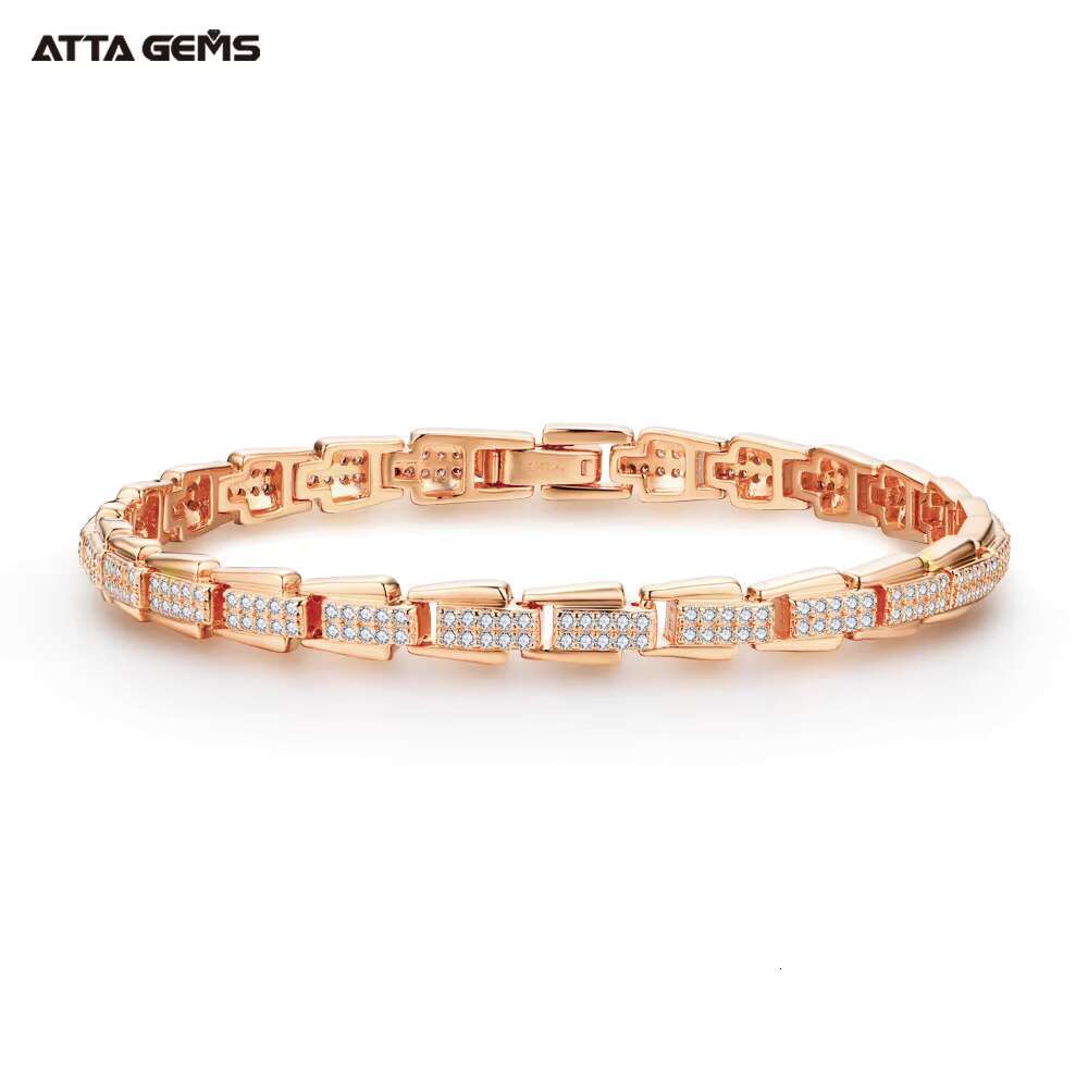 ATTA D Color VVS Moissanite 925 Sterling Silver 18K Gold Plated Bracelet Charm Moissanite Tennis Bracelet High Quality Gift