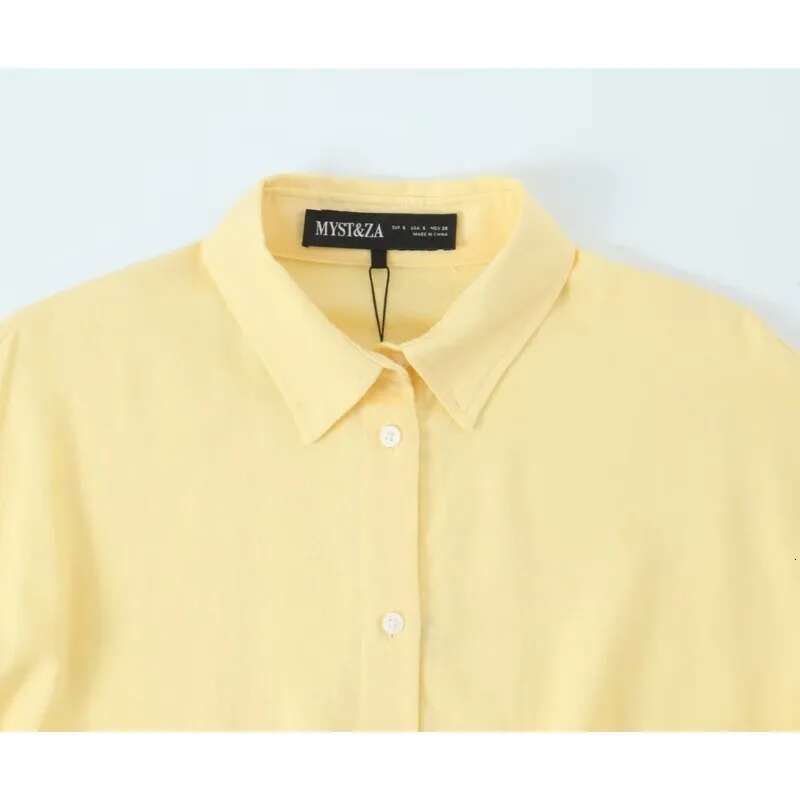 Women Oversize Shirt With Belt Spring Casual Linen Blend Long Sleeve Simple Female Women's Button Shirts & Blouse