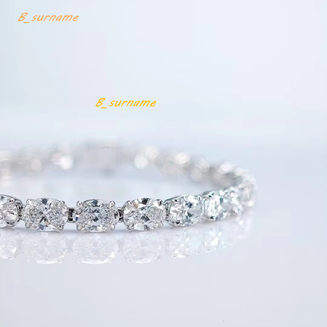 Synthetic Diamond 18k Gold Bracelet for Woman Lab Grown Diamond Emerald Oval Cut Tennis Bracelet Fine Jewelry
