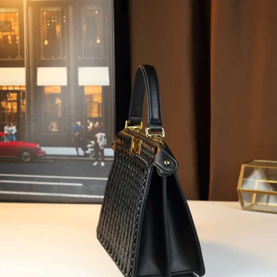 New Fashionable Kelly Women's Handbag Casual Commuter Large Capacity Shoulder Crossbody Bag Trendy Woven Design