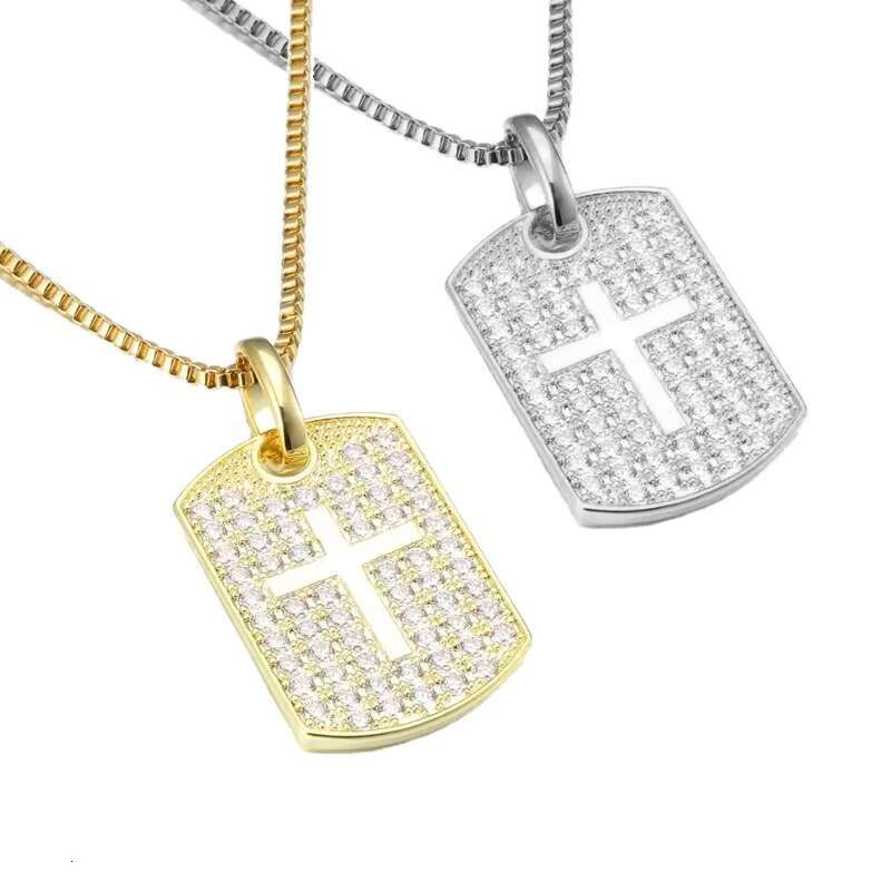 Wholesale Metal Stainless Steel Moissanite Cross Dog Tags Pendant