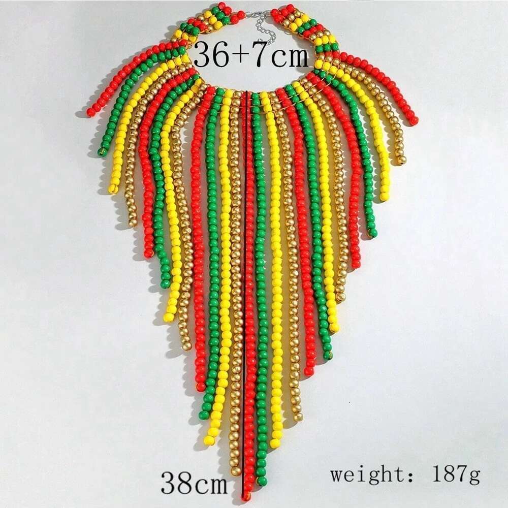 New Fashion Statement Jewelry Set Boho Colorful Rice Beads Hand Woven Bib Necklace For Women Summer Party Accessories