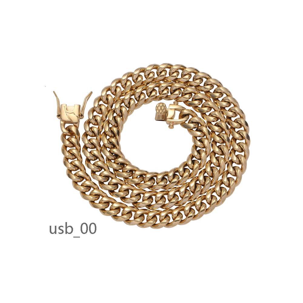 SC003 8mm Stainless Steel Cuban Link Chain Hip Hop Chain Necklace