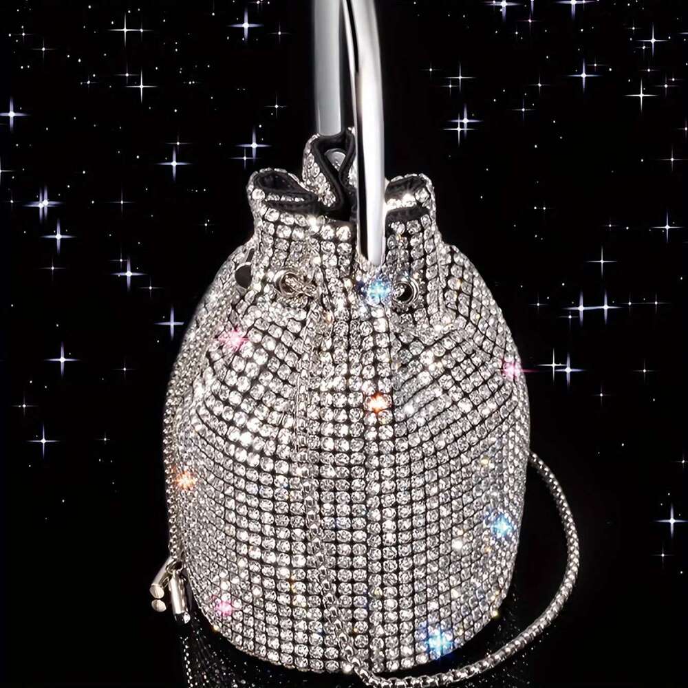 Women's Evening Bag, Can Be Worn On One Shoulder Crossbody, Copper Claw Inlaid With Dias, High Quality A-Grade Dia, Chain, Metal Handbag, Blingbl