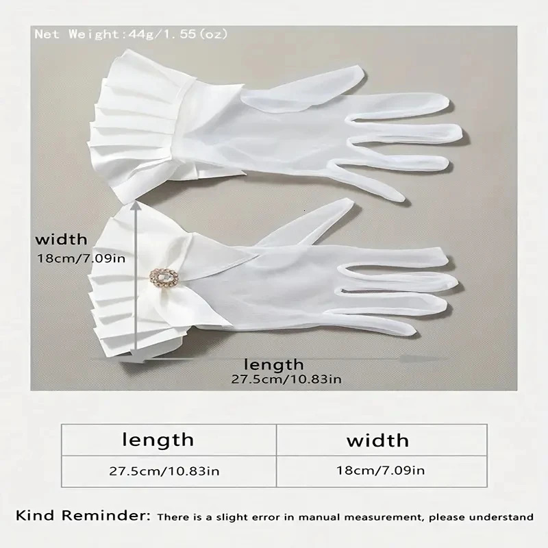 Pure White Lace Gloves Exquisite Water Diamond Decorative Bow Gloves Wedding Bridal Elegant Sweet Accessories Gloves 250430
