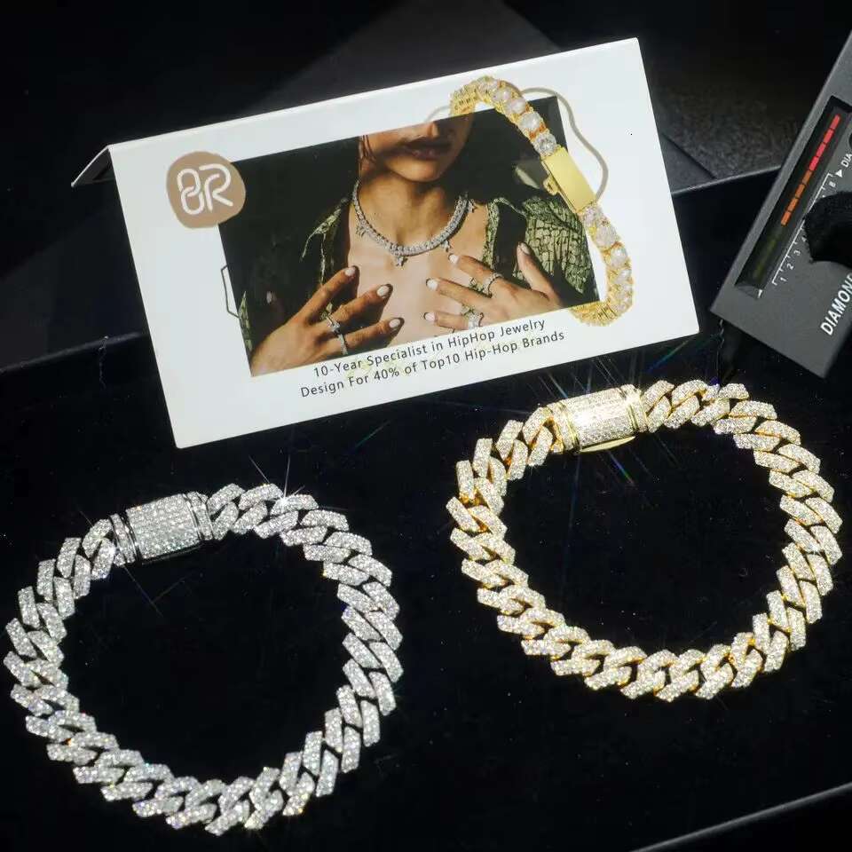 15MM 10k 14k Solid Gold Moissanite Cuban Chain Wholesale Polish Symmetry VVS Moissanite Miami Cuban Chain