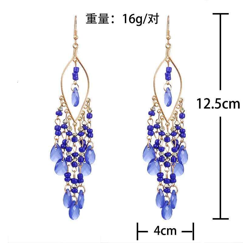 Boho Ethnic Seed Beads Long Earrings For Women Colorful Crystal Tassel Dangle Drop Earring Girls Fashion Party Jewelry