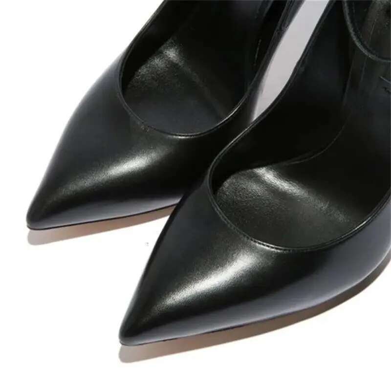 Spring and Autumn New Pointed Toe Shallow PU Fashion Single Metal Thin High-heeled Banquet Dress Large Size Women's Shoes