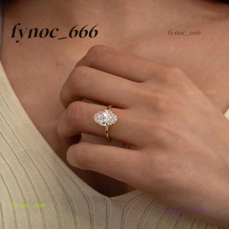 Moissanite Solitaire Oval Cut Engagement Ring 18K Gold Plated With GRA DEF Round Brilliant Moissanite Jewelry Factory