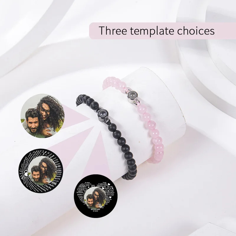 Custom Po Bracelet Personalized Po Projection Bracelet Beaded Bracelets with Picture Inside 100 Languages Memorial Gift 250430