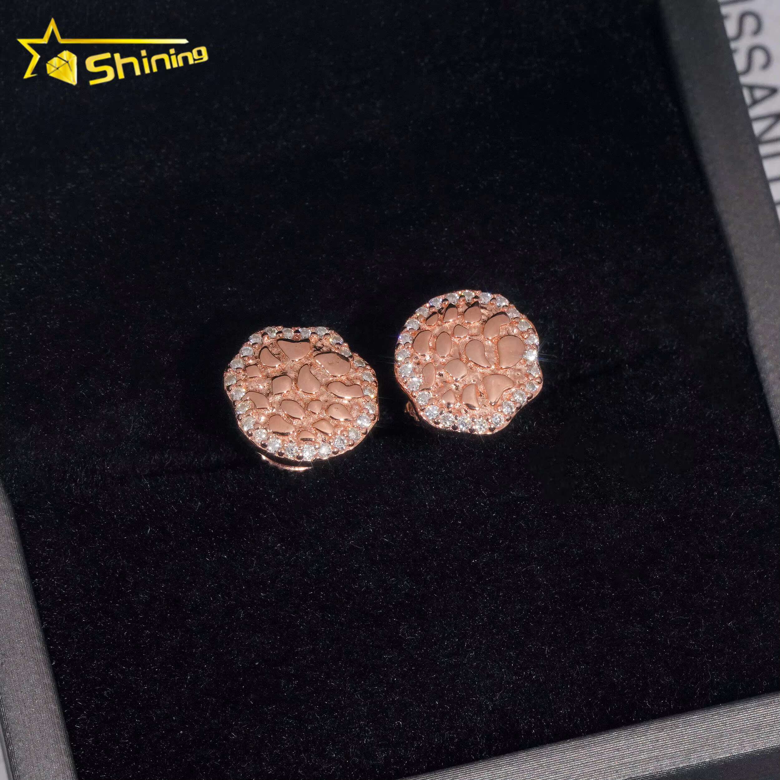 Best Selling Fine Jewelry Men Diamond Hip Hop Earrings Sterling Silver 925 Iced Out VVS Moissanite Stud Earrings