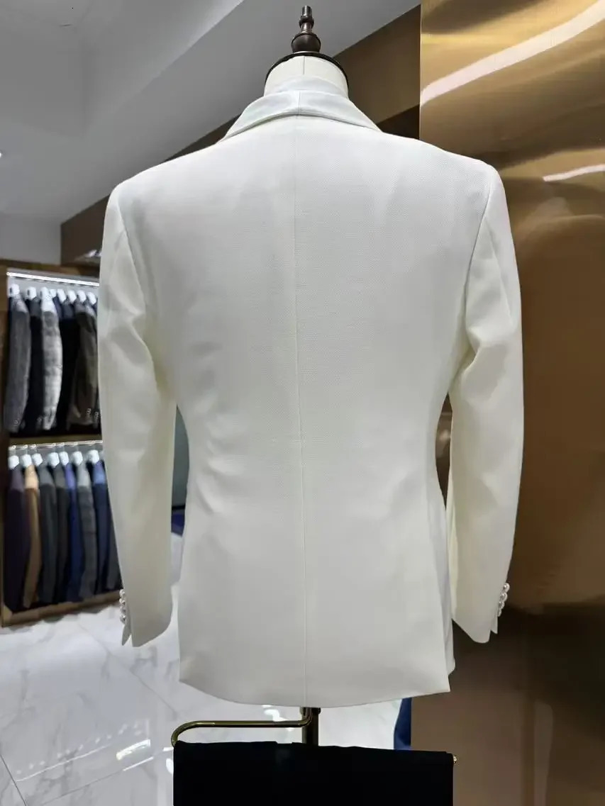 Double breasted wedding dress mens clothing suitable for grooms evening gown 2 shawl lapels slim fit long pants jacket 250428