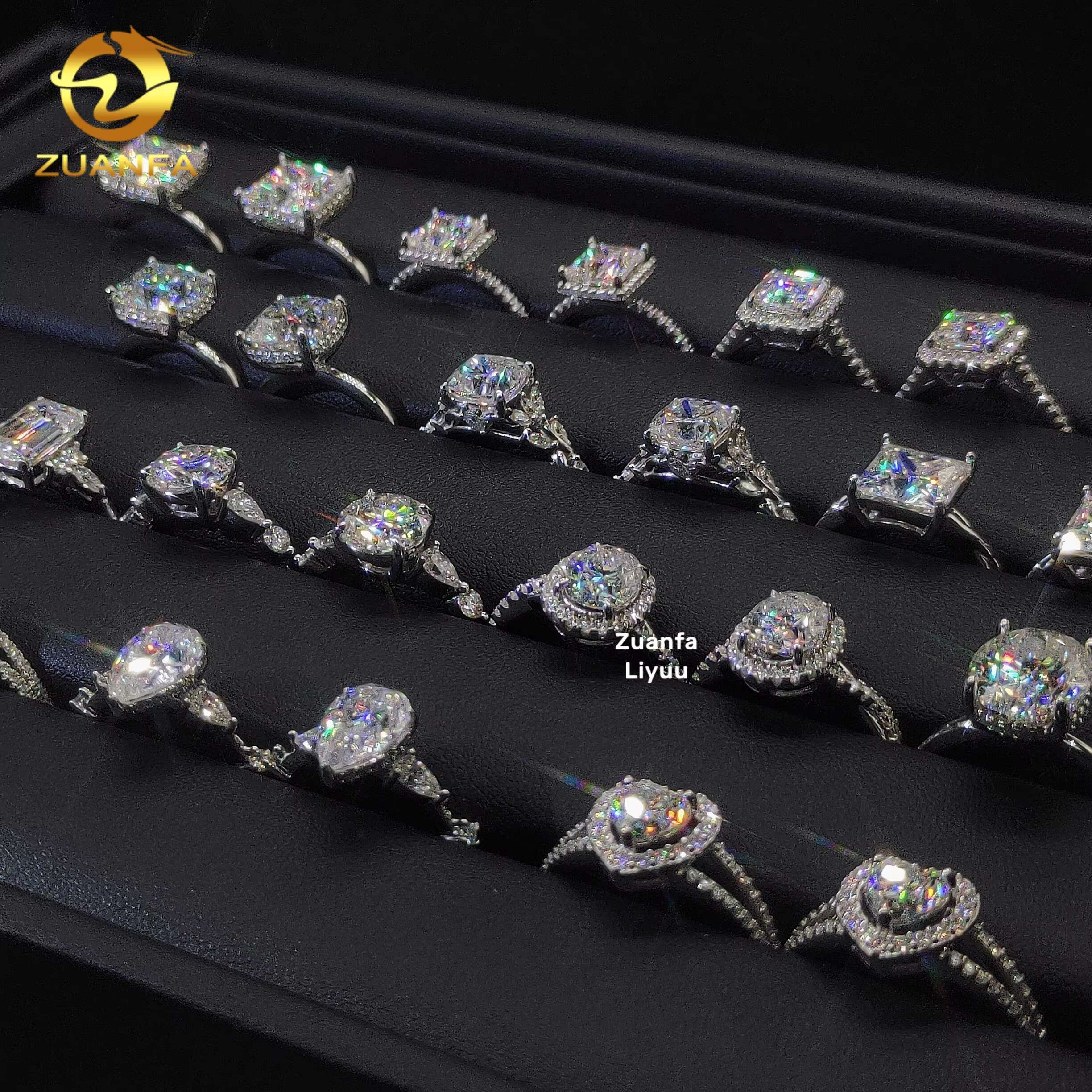 Luxury Women Diamond Rings 925 Sterling Silver Jewelry Fancy Cut VVS Moissanite DIamond Wedding Rings