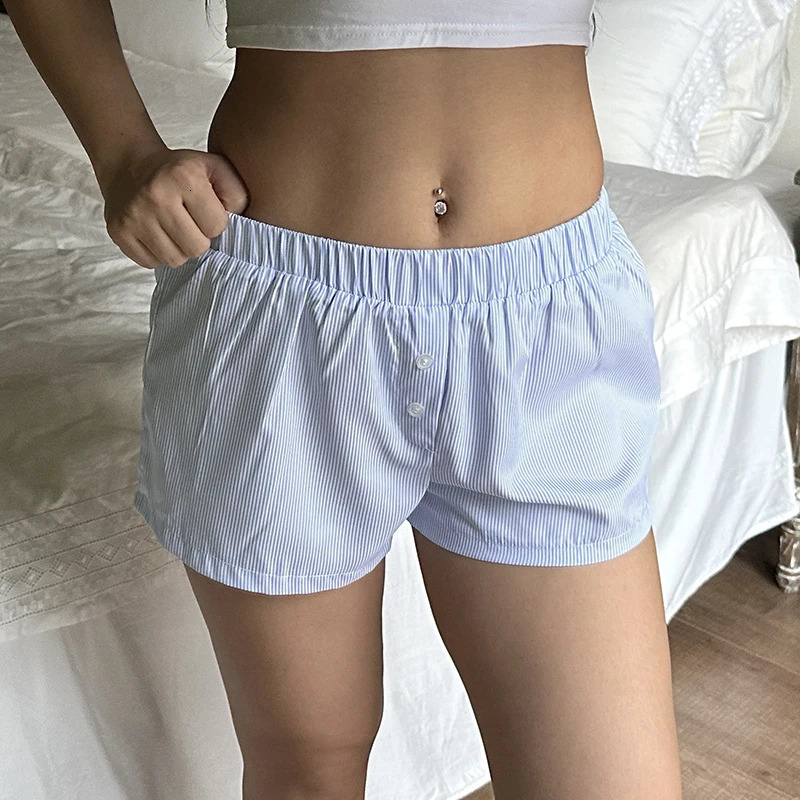 Rockmore casual loose striped shorts womens casual loose basic button summer shorts vacation beach set 250427