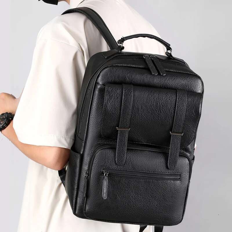 PU Business Backpack Large Capacity Laptop Bag Multifunctional Computer Backpacks Men Waterproof Travel Daypack Students Pack