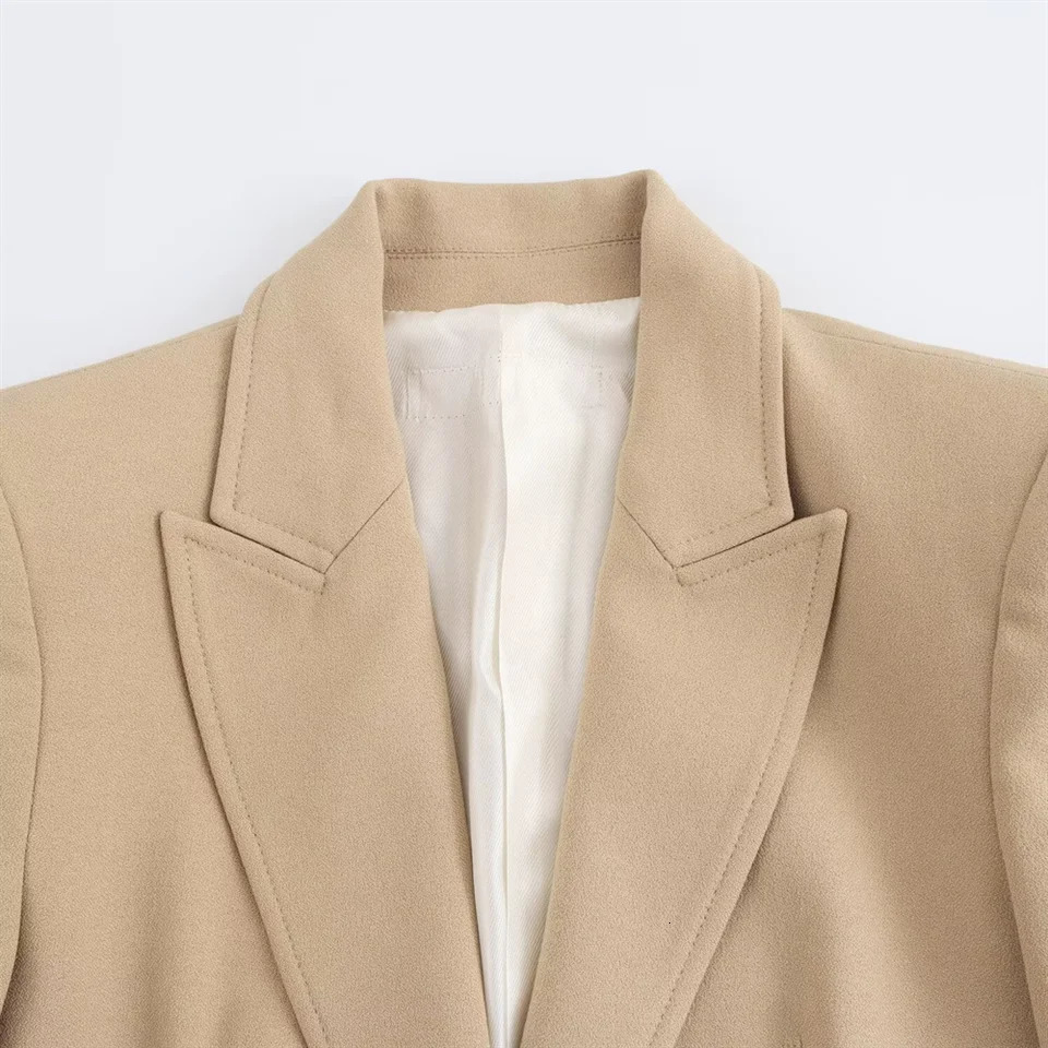RZRA Spring Womens Casual Fashion Single Chest Slimming Long Sleeve Collar Solid Color Set Coat 250428