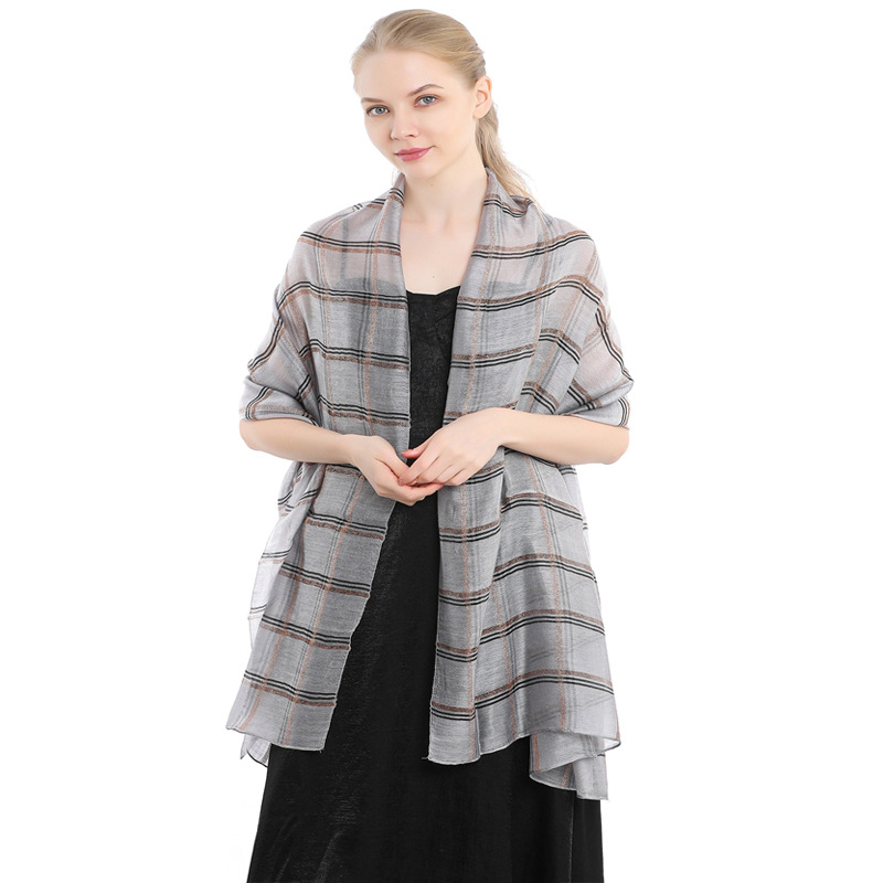 K598 Classic plaid silk wool blended scarf dinner dress cheongsam versatile temperament shawl scarf dual-purpose women