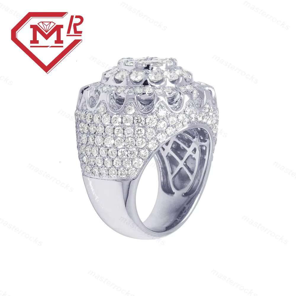 Silver Jewelry 925 Sterling Stones Luxury Men Rings Hip Hop Iced Out Bling Round Brilliant Moissanite Ring
