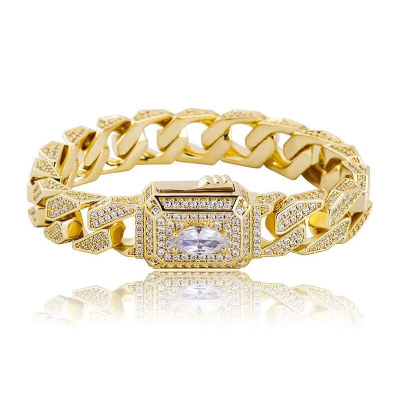 Master Rocks Jewelry 925 Sterling Silver Iced Out 15mm VVS Moissanite Cuban Bracelet Men