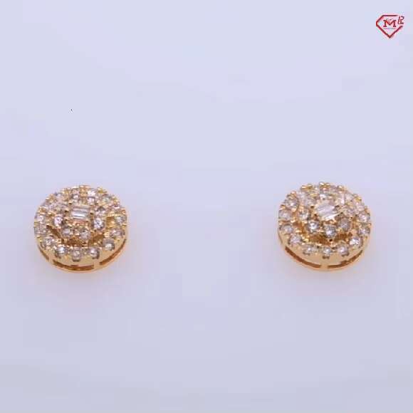 Hip Hop Earrings Iced Out Men 925 Sterling Silver 14K Gold Plated Cluster Flower Studs Moissanite Earrings