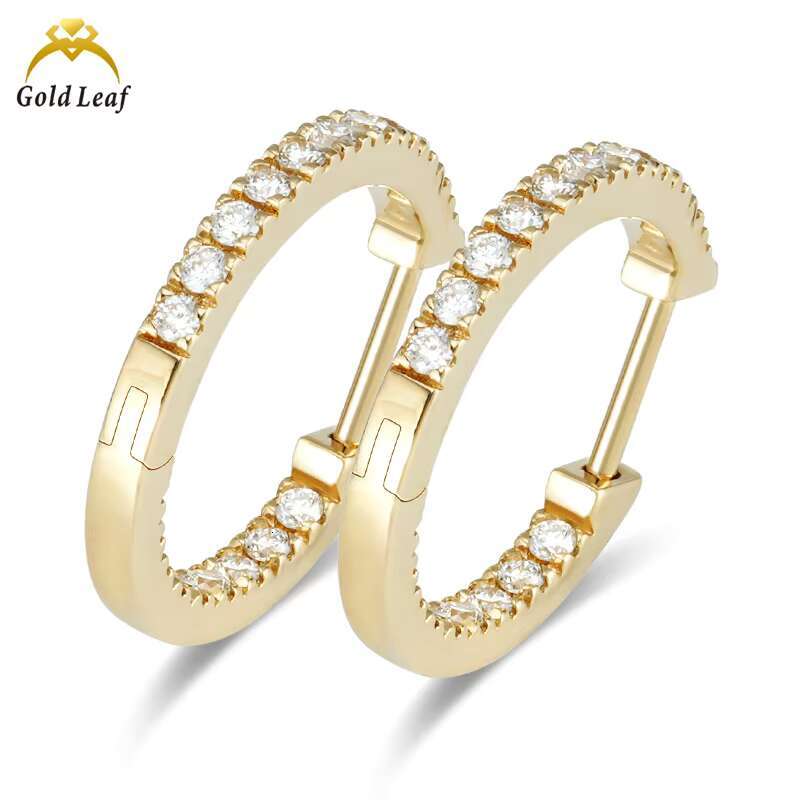 Goldleaf Luxury Diamond Earrings Popular Jewelry 10K 14K 18k Gold Plated Diamond Huggie Hoop Earrings Women Gift