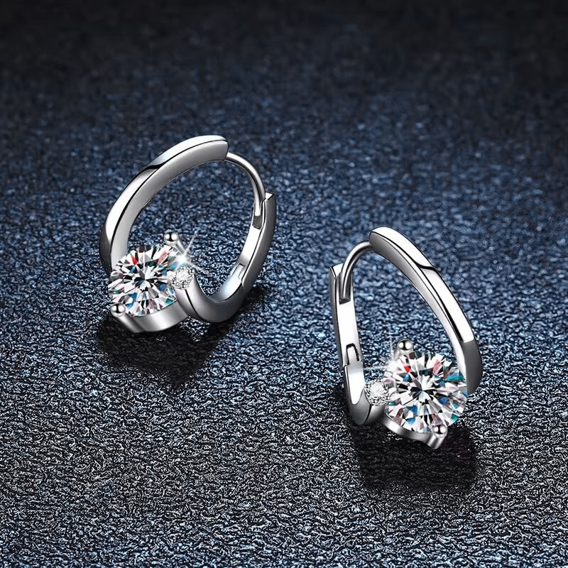 Irregular Moissanite Stud Earrings, 925 Silver